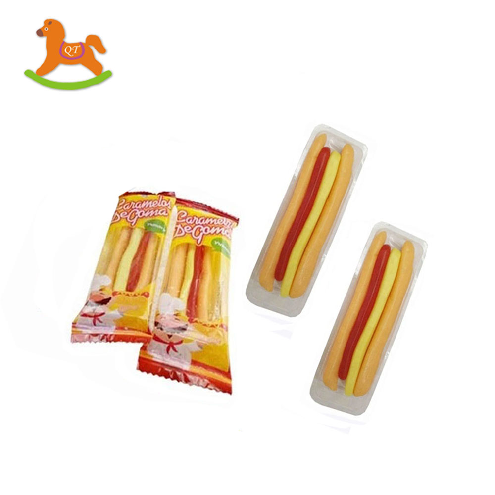 Soft jelly fruity flavour sweet hot dog gummy candy