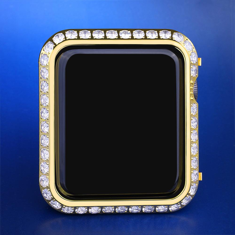 Роскошный чехол KRKC & CO для Apple Watch серии 4, 14K золото, ювелирные изделия в стиле хип-хоп для Интернет-магазина amazon/ebay/wish