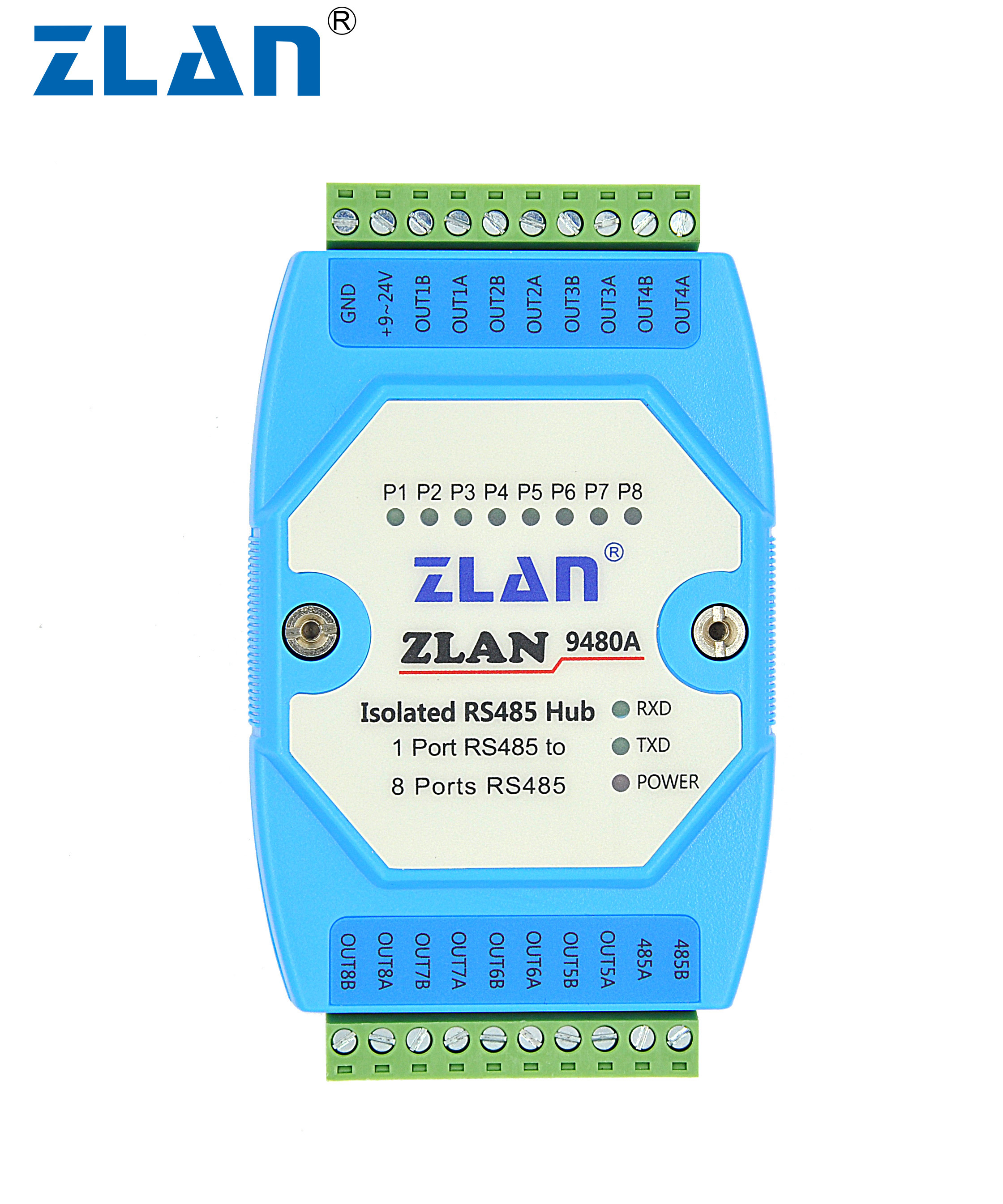 ZLAN9480A RS485 HUB к 8 каналам RS485 промышленный изоляционный релейный удлинитель