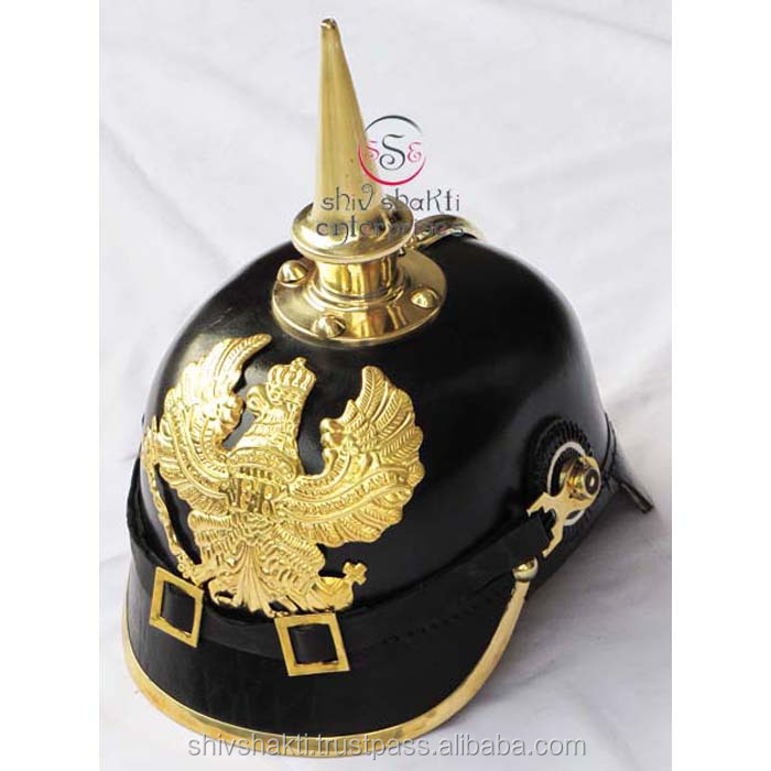 Немецкий прусский Pickelhaube шлем-FR значок кожаный шлем