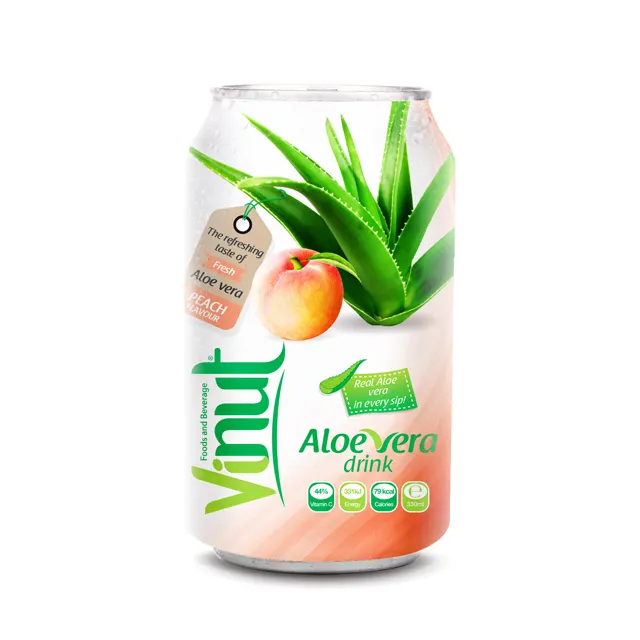 Fresh Aloe vera drink with Peach Juice 330ml VINUT beverage