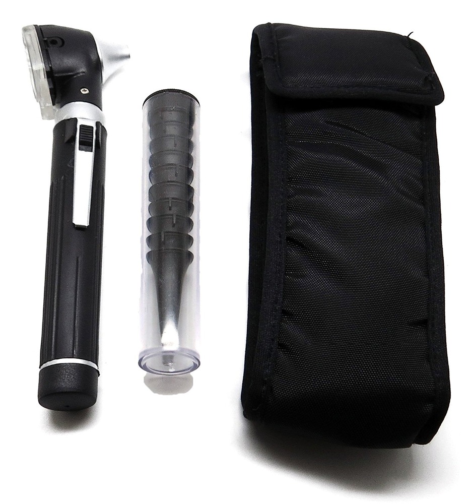 Мини ENT Otoscope, полный комплект-волоконно-оптический Медицинский Диагностический Otoscope и сумка для переноски-черный