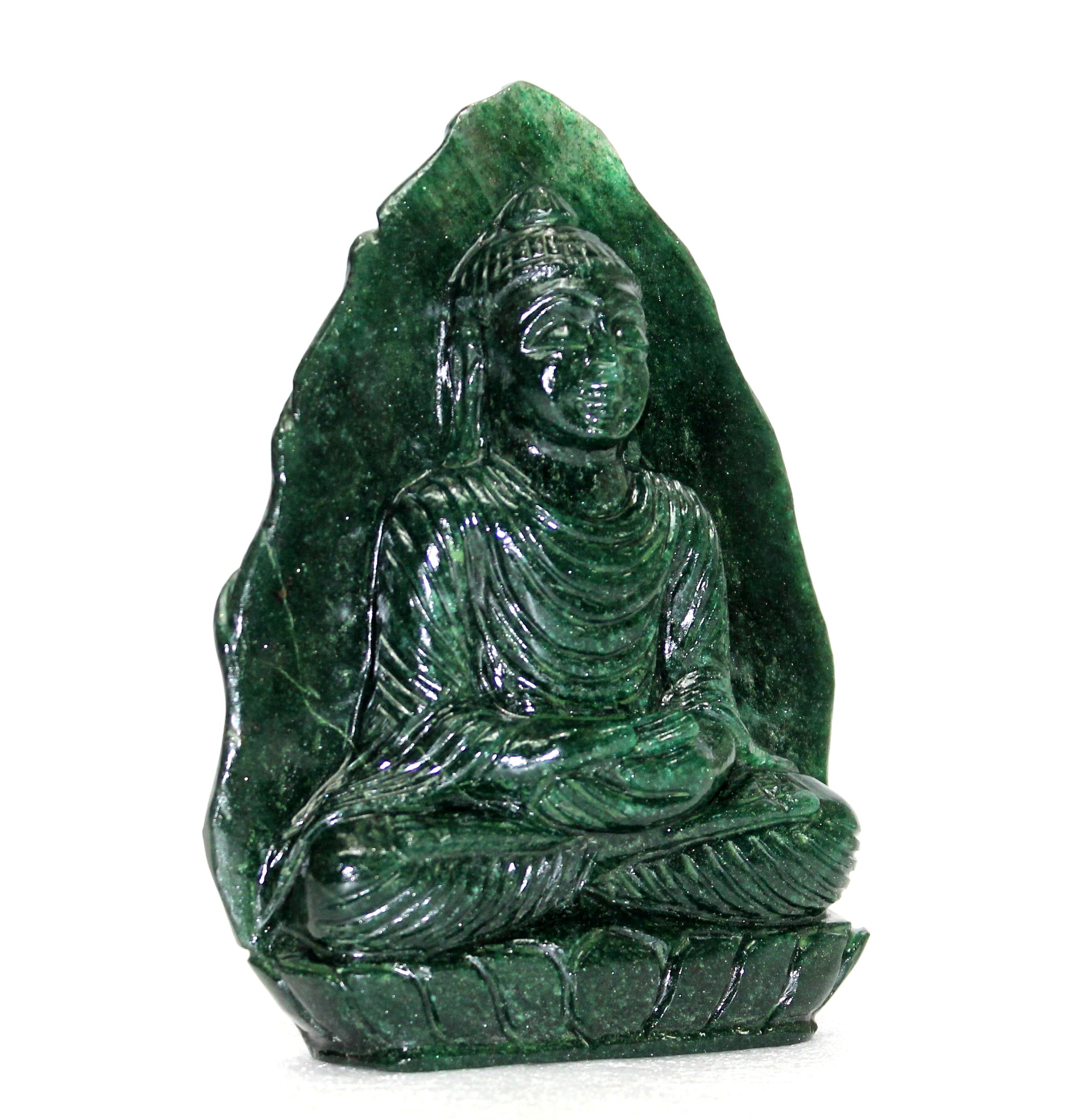 Green Aventurine Handcrafted Buddha Statue Indian Statue Figurine Carving