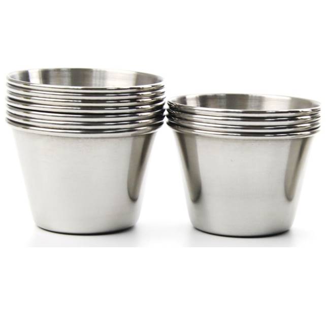 Stainless Steel Sauce Cups, Round Condiment Ramekins, Commercial Grade Safe Portion Dipping Sauce Cups