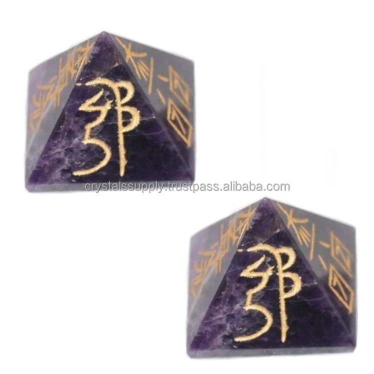 Amethyst 4 Reiki Element Pyramids : Supplier Of Reiki Element Stone : Crystal Stone Pyramid : Crystals Supply