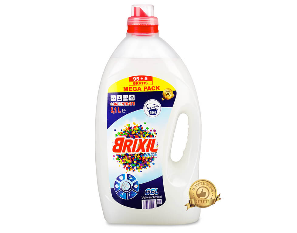 Белый моющий гель BRIXIL, стиральный порошок