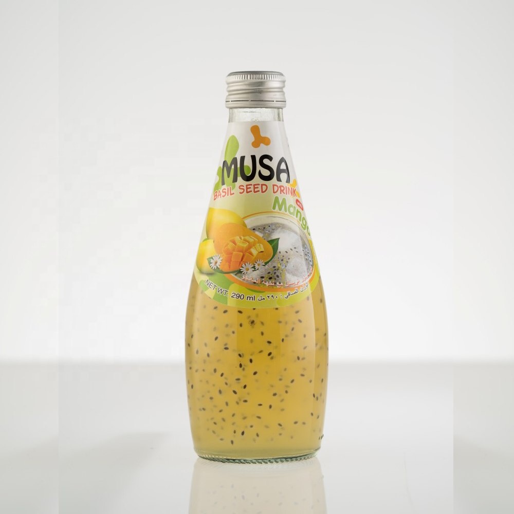 Basil Seed Drink Juice Mango Glass bottle 290ml MUSA Brand