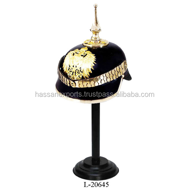Латунный немецкий шлем Pickelhaube, немецкие кожаные шлемы