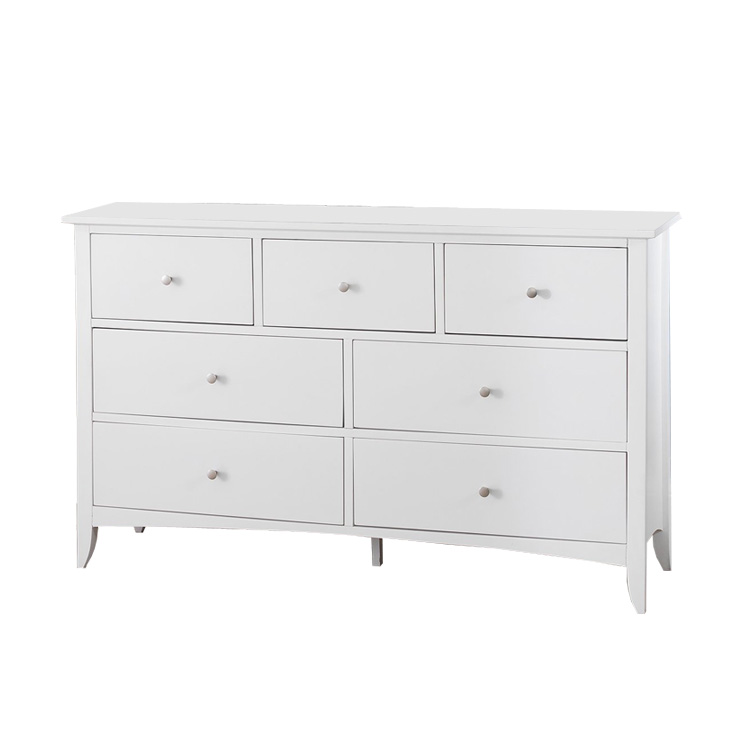 Home decoration white colour standard bedroom dresser with 7 drawer for living room