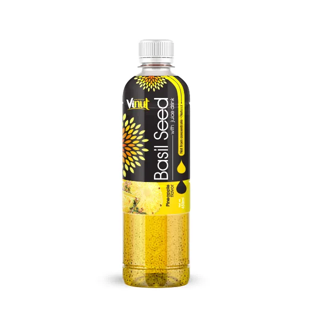 Basil Seed Drink with Pineapple flavour OEM private label Basil seed drink juice VINUT brand