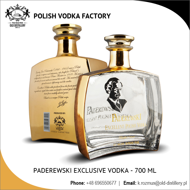 Эксклюзивная водка с зернистой текстурой 700 мл от PADEREWSKI, оптовая цена