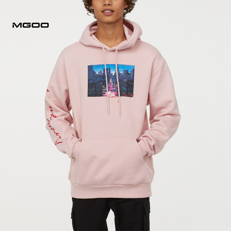 Толстовка MGOO heavyweight DTG с принтом, пользовательский Фото, французский махровый Мужской пуловер с капюшоном