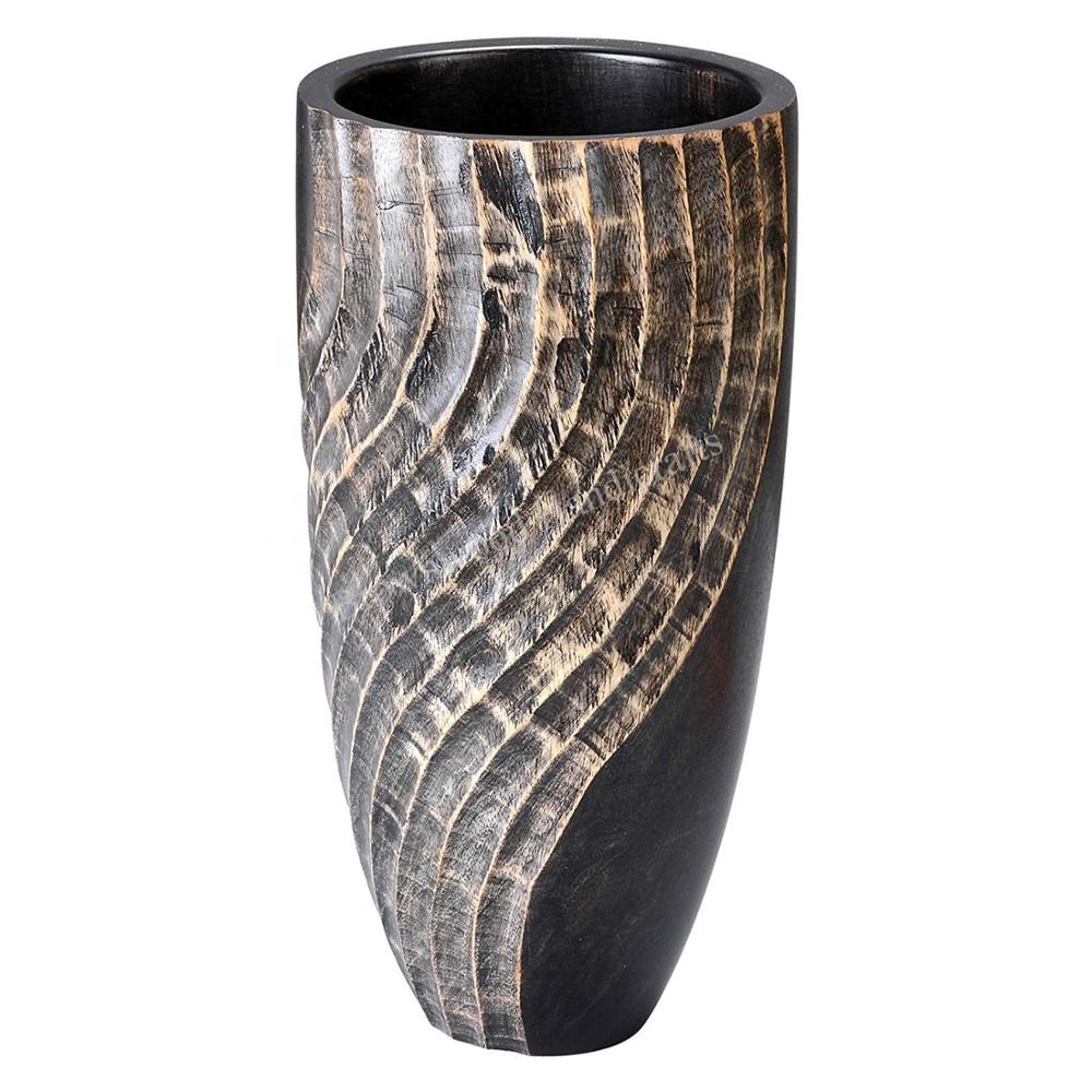 Unique Style Home Decor Wood Carving Handmade Wooden Flower Vase