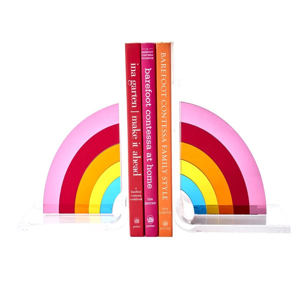 Кристалл акриловые Радуга Bookends Lucite L форма почта книга журнал держатель стенд