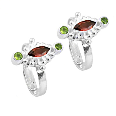 Garnet & Peridot Gemstone 925 Silver Toe Rings