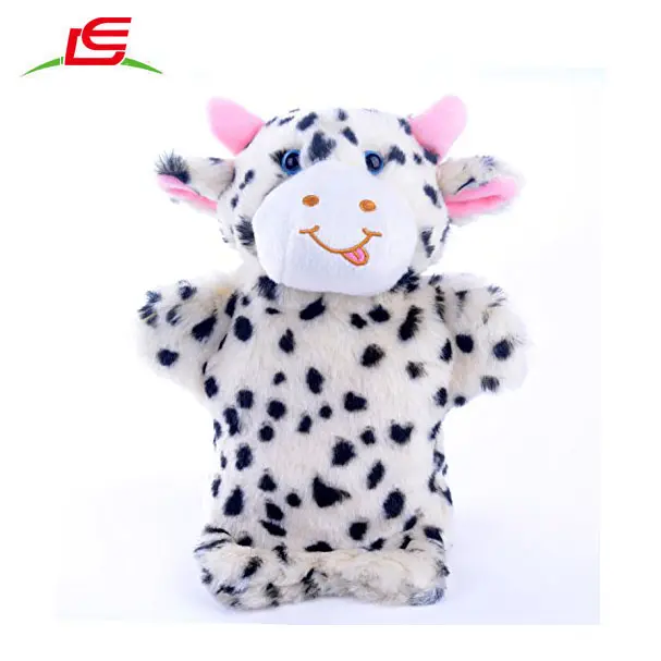 Cartoon Milk Cow Animal Baby Pretend Play Stuffed Hand Puppets Plush Toys