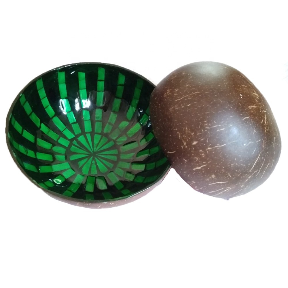 Lacquer Decorative Coconut Shell Handcraft Bowl inlaid with pearl shell