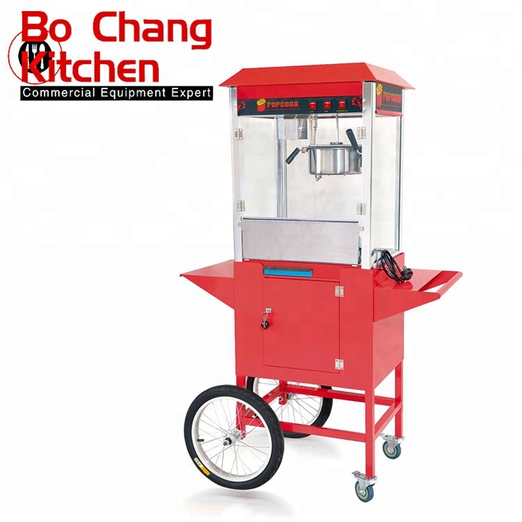 Top Quality freestanding flavored popcorn making machine with cart wheels make popcorn easy