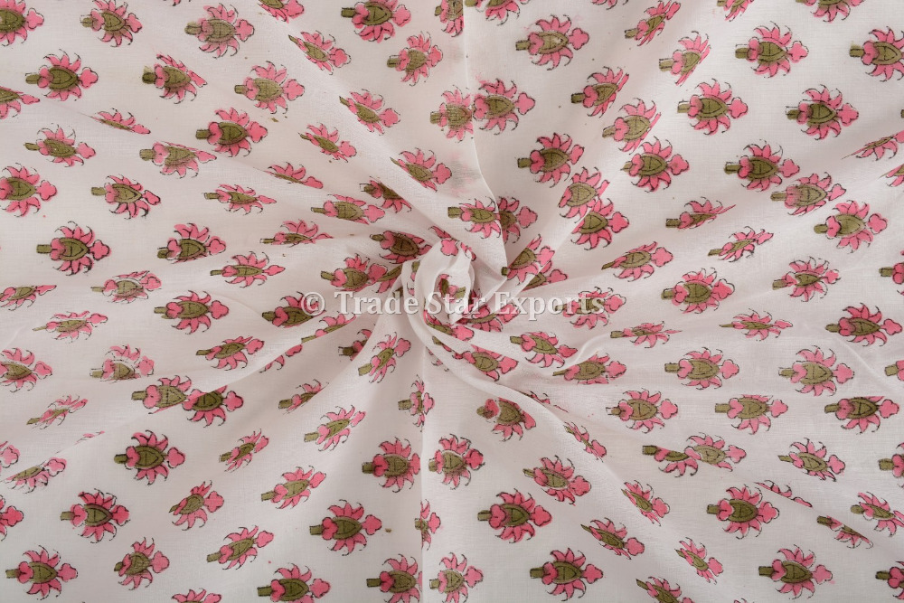 Indian Ethnic Art Voile Обивочные Ткани Со Двора 100% Кроссовки Sanganeri Хлопка Ткани Для Моды