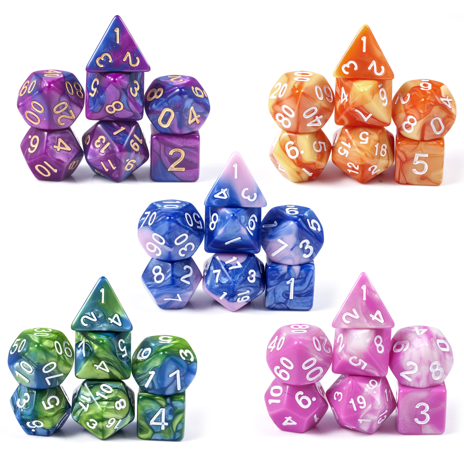 Наборы игральных костей DND, 5*7 шт., Подземелья и Драконы, игральные кости с бесплатным чехлом D & D
