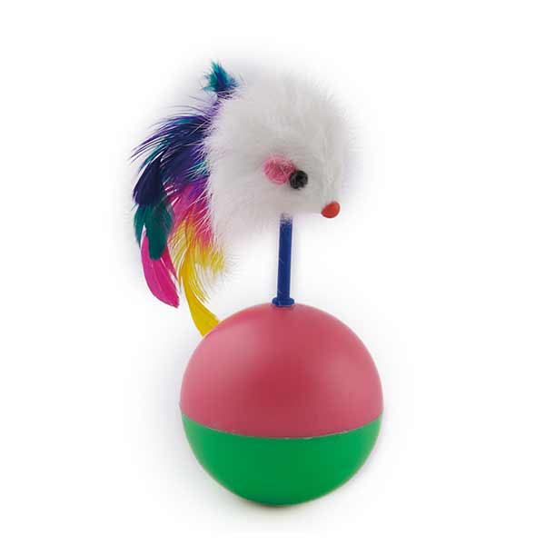 Feather Pet Cat Moude Tumbler Ball Toy