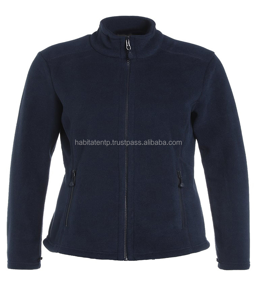Custom Blue Color Fleece Jacket For Women