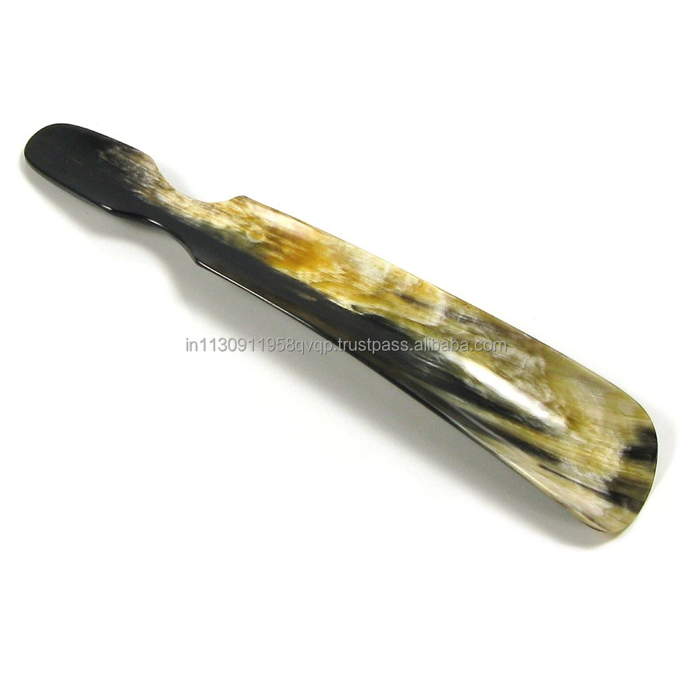 Buffalo Natural Horn Flat Shoehorn With Handle