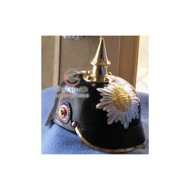 Шлем Pickelhaube из кожи ручной работы, немецкий шлем