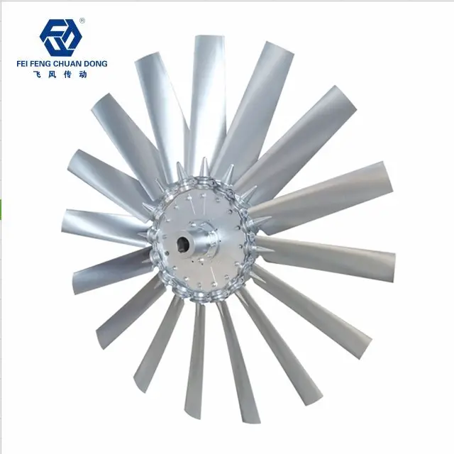 Aluminum alloy axial fan impeller with 16 blades