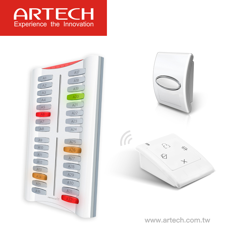 ARTECH S1 - Wireless waiter service bell system, 30-70M wireless service, Color and ringing prompt