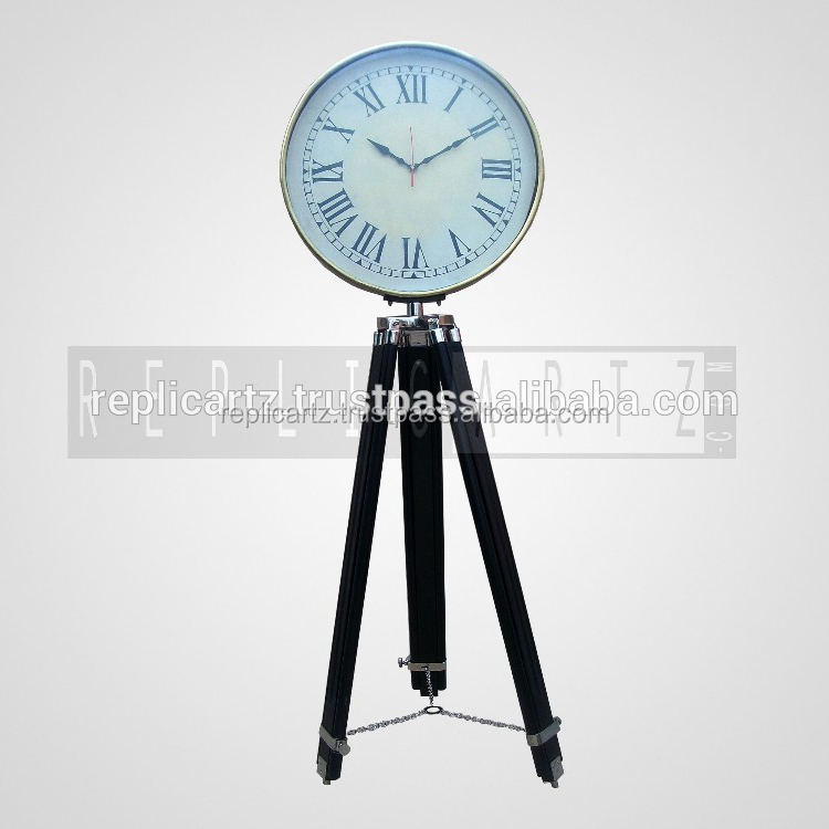 High Quality Nautical Clock With Wooden Tripod Floor Clocks