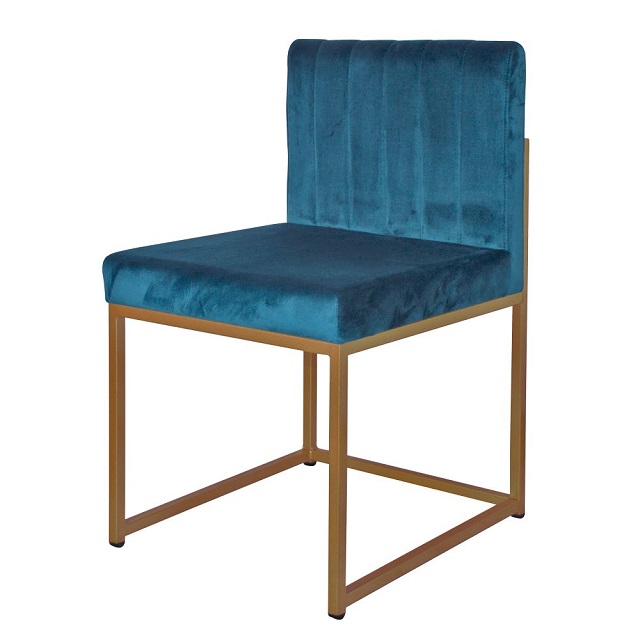 Iron & Velvet Industrial Chair For Sale