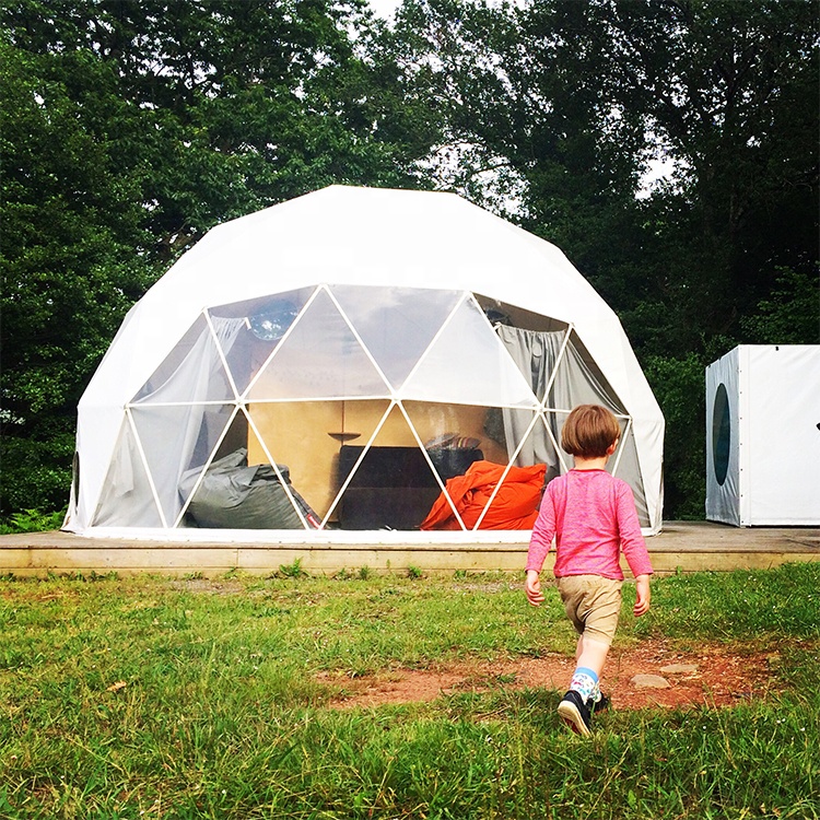 Высокое качество Withe Geodesic Кемпинг Вечеринка купол отель палатка с ПВХ стеной