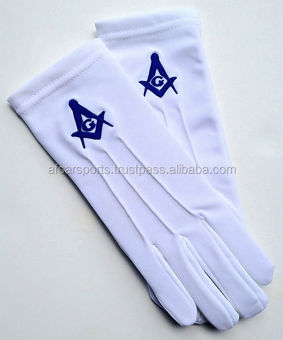 Голубые перчатки с логотипом masonic Regalia