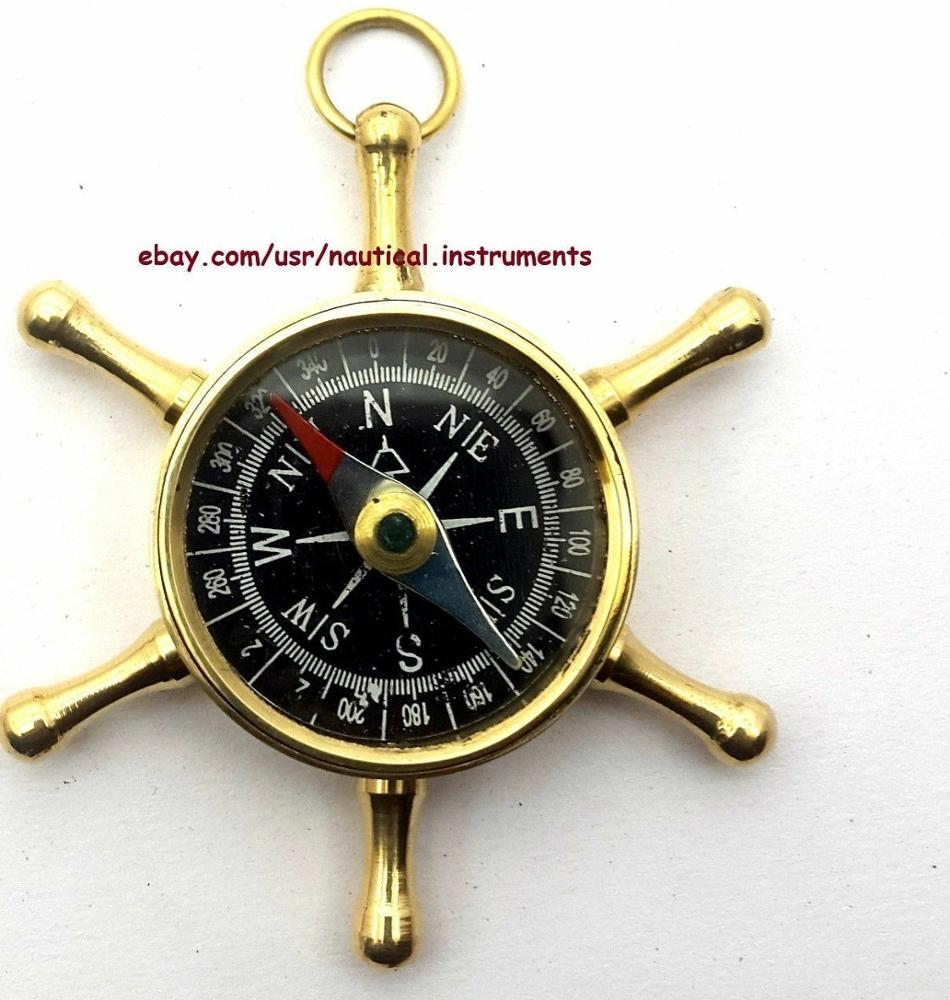 Nautical Brass Pocket Wheel Compass Vintage Marine Collectible Gift CHCOM513