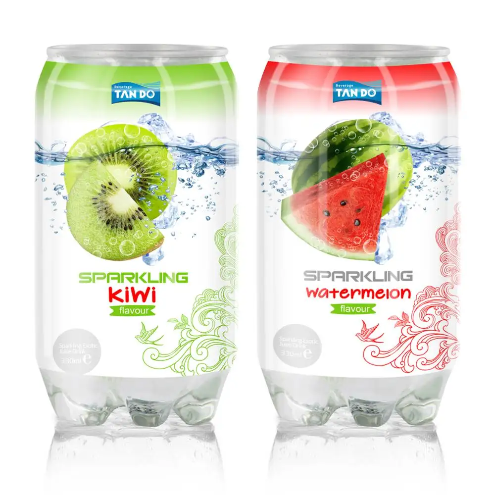 Private Carbonated drink with Kiwi and water lemon flavor so taste pack PET can 330ml