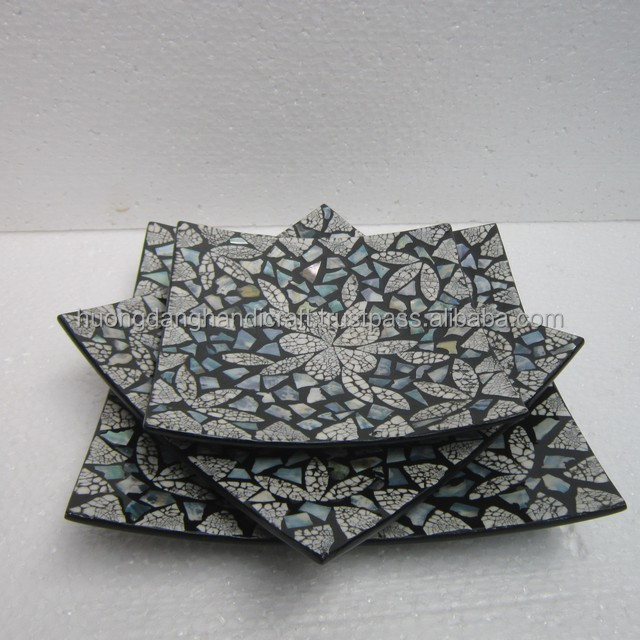 Trully art: Tiny piece of seashell became flower dish, squar seashell dish