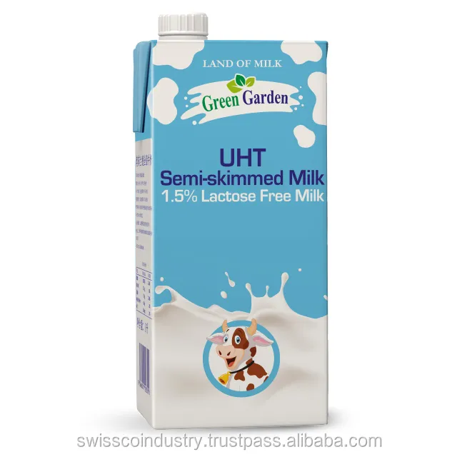 Experts in Manufacturing Finest Quality Green Garden 3.5% & 1.5% Semi Skimmed Lactose Free Milk at Bulk Price