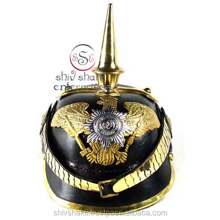 Немецкий шлем Pickelhaube, кожаный шлем Pickelhaube