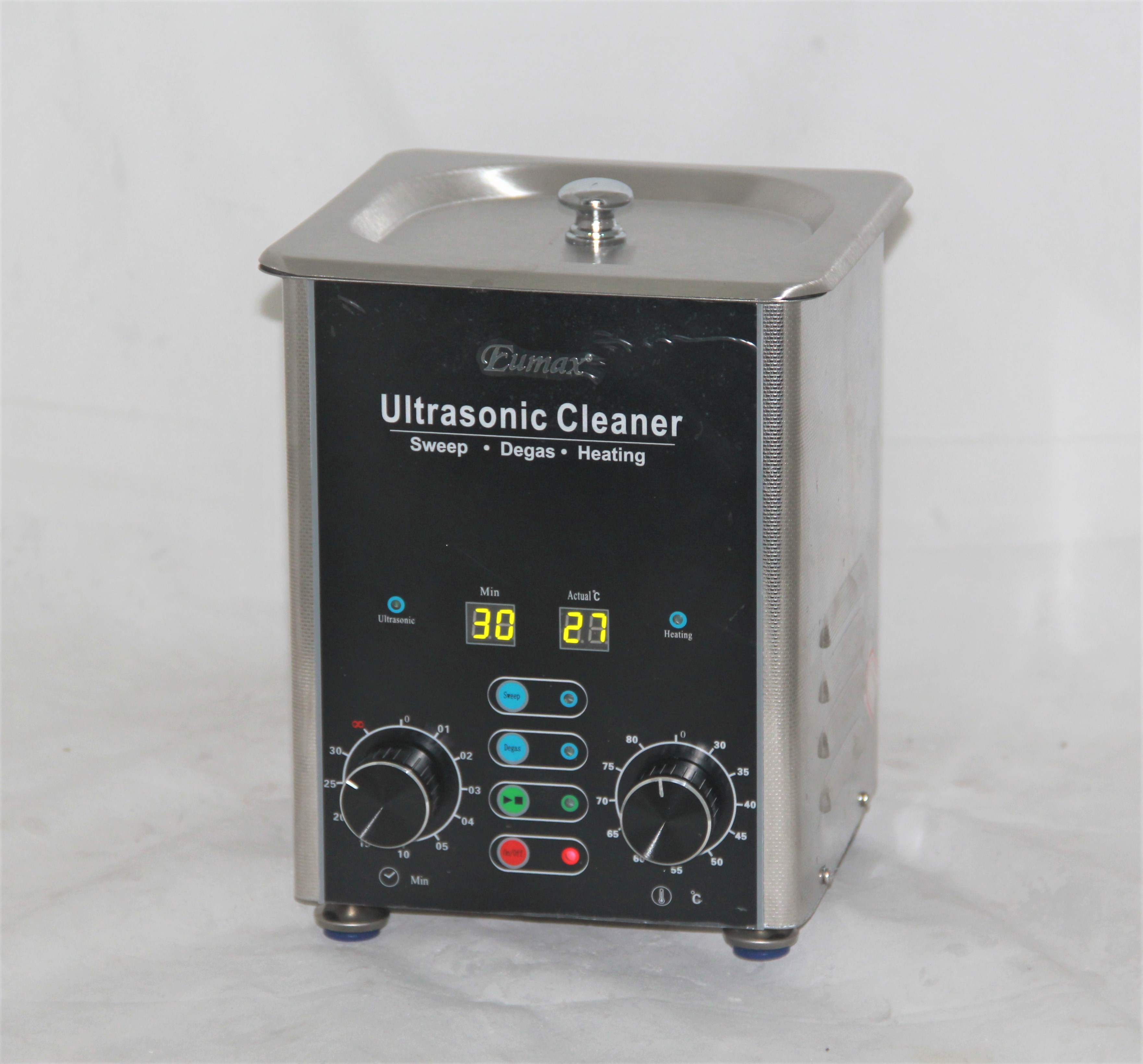Ультразвуковой очиститель Eumax 2L с функцией подметания и дегазирования, с подогревом из нержавеющей стали, ручной настройкой, светодиодным дисплеем