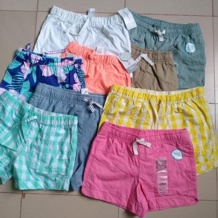 Premium Quality Branded Labels Girls Summer Casual Cotton Chino Kid Clothing Hot Pant Shorts Elastic Waist Bangladeshi Stock Lot