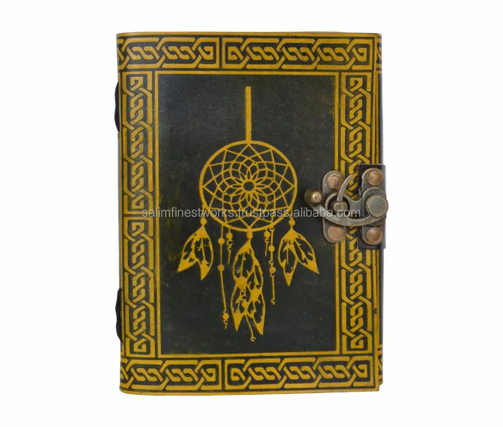 handmade celtic Leather Dream catcher Journal Book Of Shadow Leather Journal