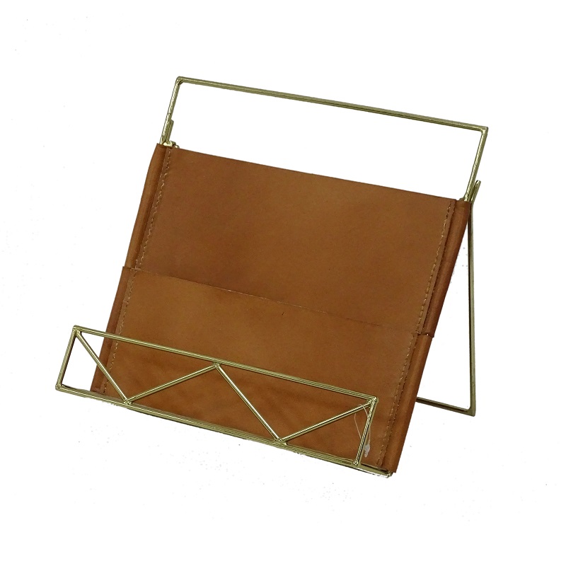 New Metal with Leather File holder display brochure rack book stand