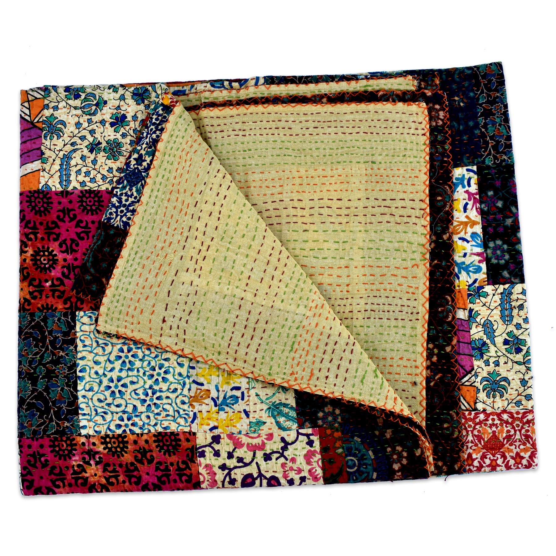 Лоскутное Хлопковое одеяло kantha ручной работы королевского размера