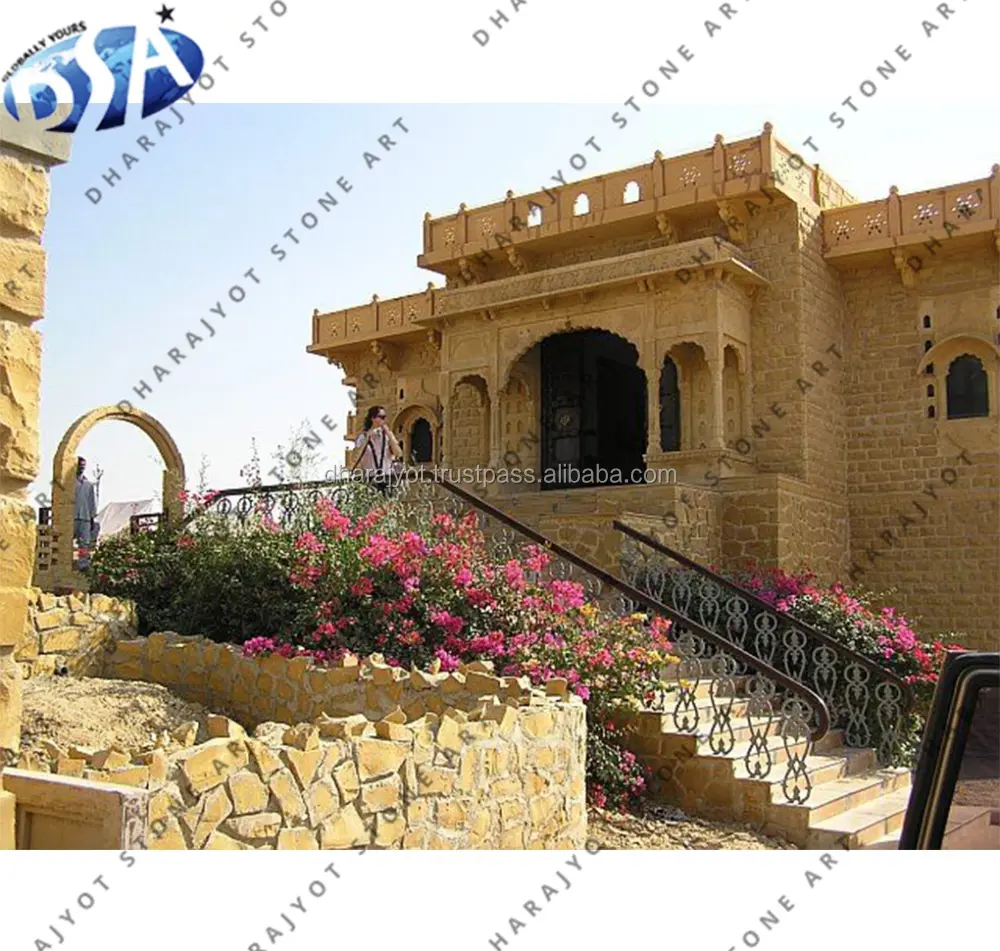 Yellow Antique Design Sandstone Decorative Elevation