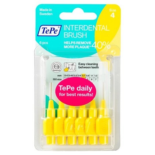 Тепе 0.7 мм interdent желтый кисти-упаковка из 6 шт.