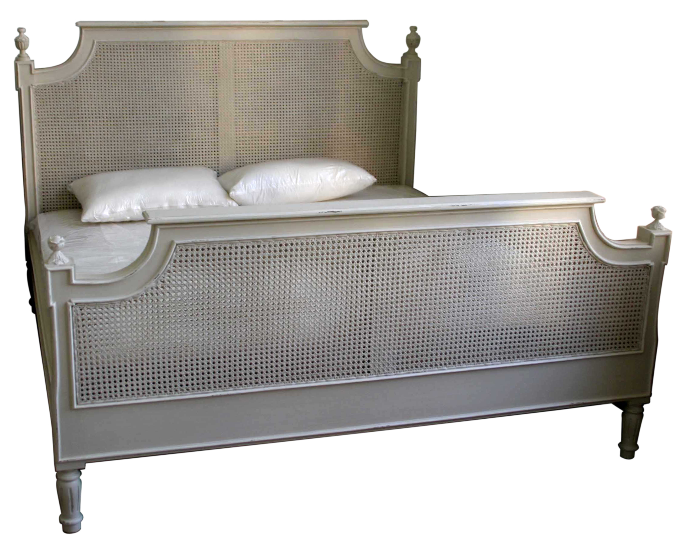Французская мебель окрашенная-кровать из красного дерева из ротанга jepara Furniture indonesia.