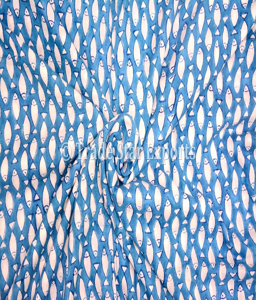 Indian jaipuri hand block print cotton dress material voile fabric