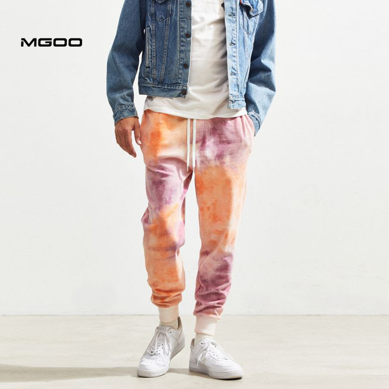 MGOO Tie Dye бархат jogger Брюки Пользовательские Дизайн Уличная Для мужчин трикотажная костюм днища оптом
