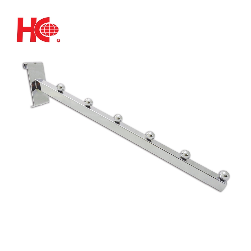 Chrome metal square tube hook with 6 balls